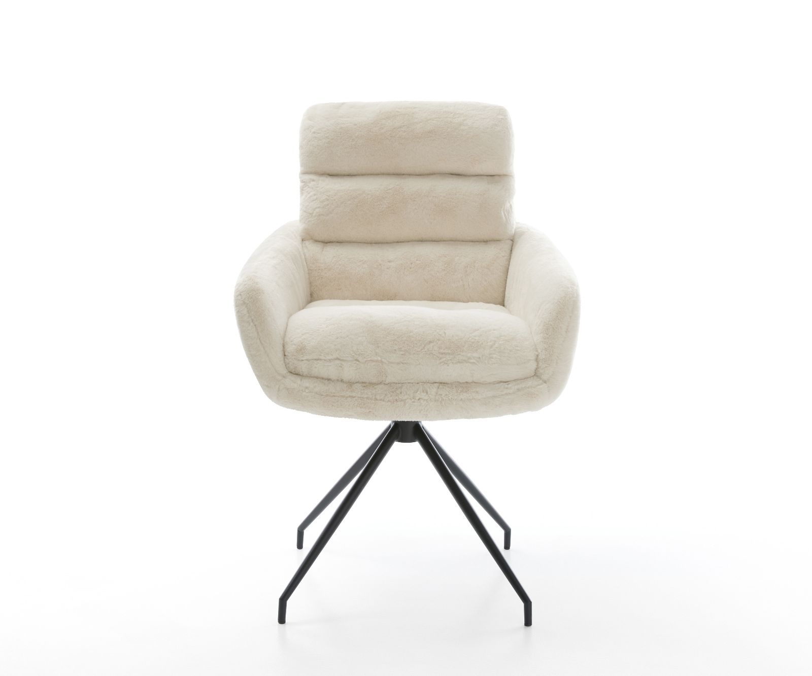 Jedálenská stolička Abelia-Flex s opierkami plyšový manšester krémovo biela krížová podstava zúžená čierna - Image 2