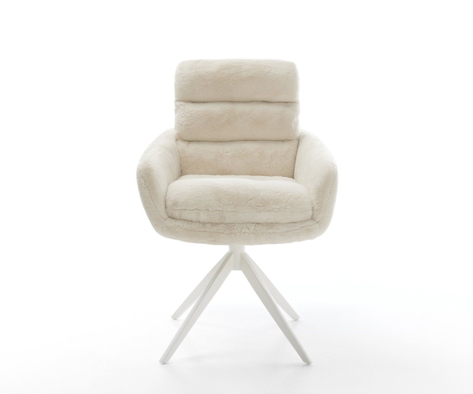 Jedálenská stolička Abelia-Flex s opierkami plyšový manšester krémovo biela krížová podstava široká biela otočný o 360° s hojdacou funkciou - Image 2