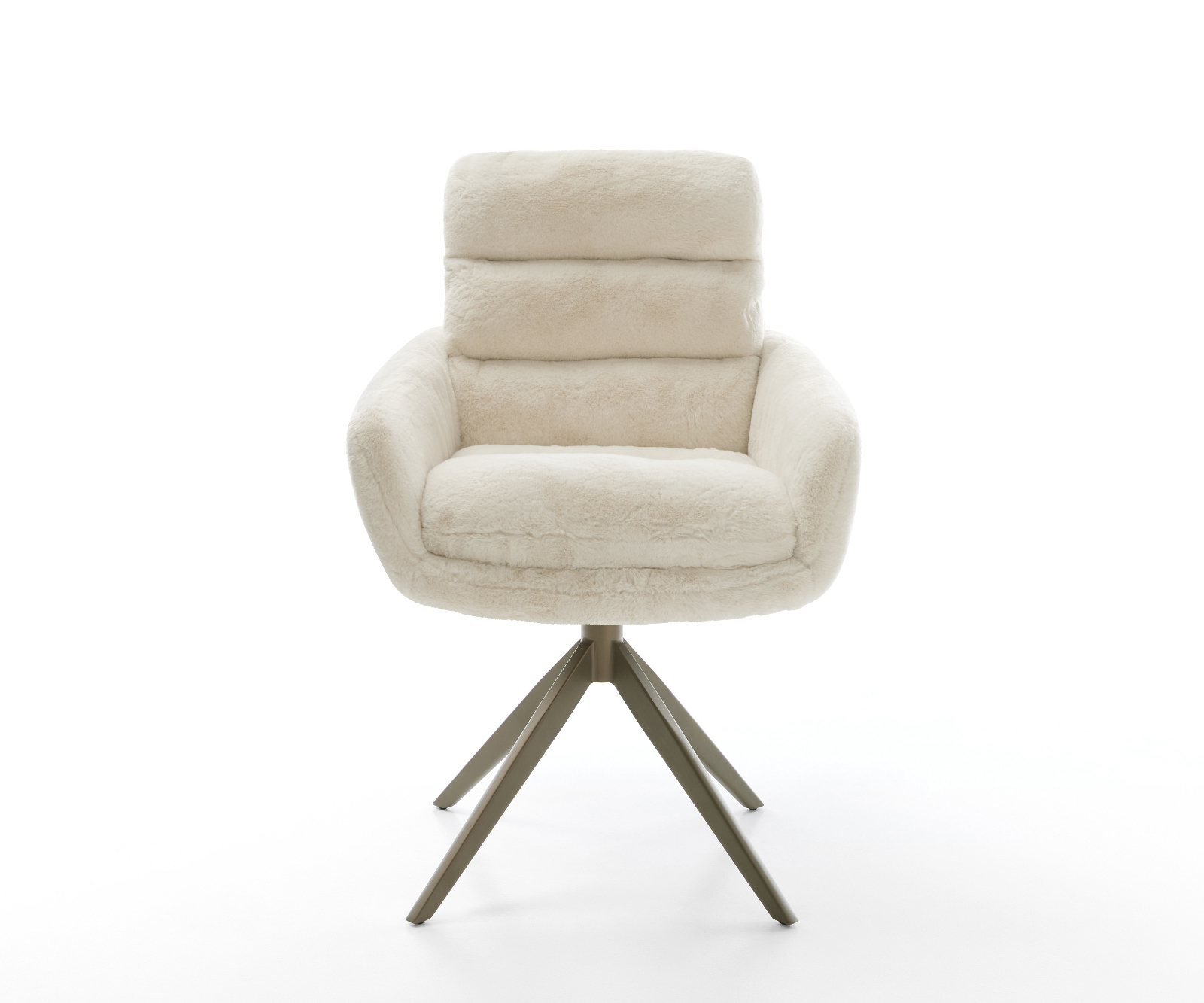 Jedálenská stolička Abelia-Flex s opierkami plyšový manšester krémovo biela krížová podstava široká titánová farba 360° otočný hojdacia funkcia - Image 2