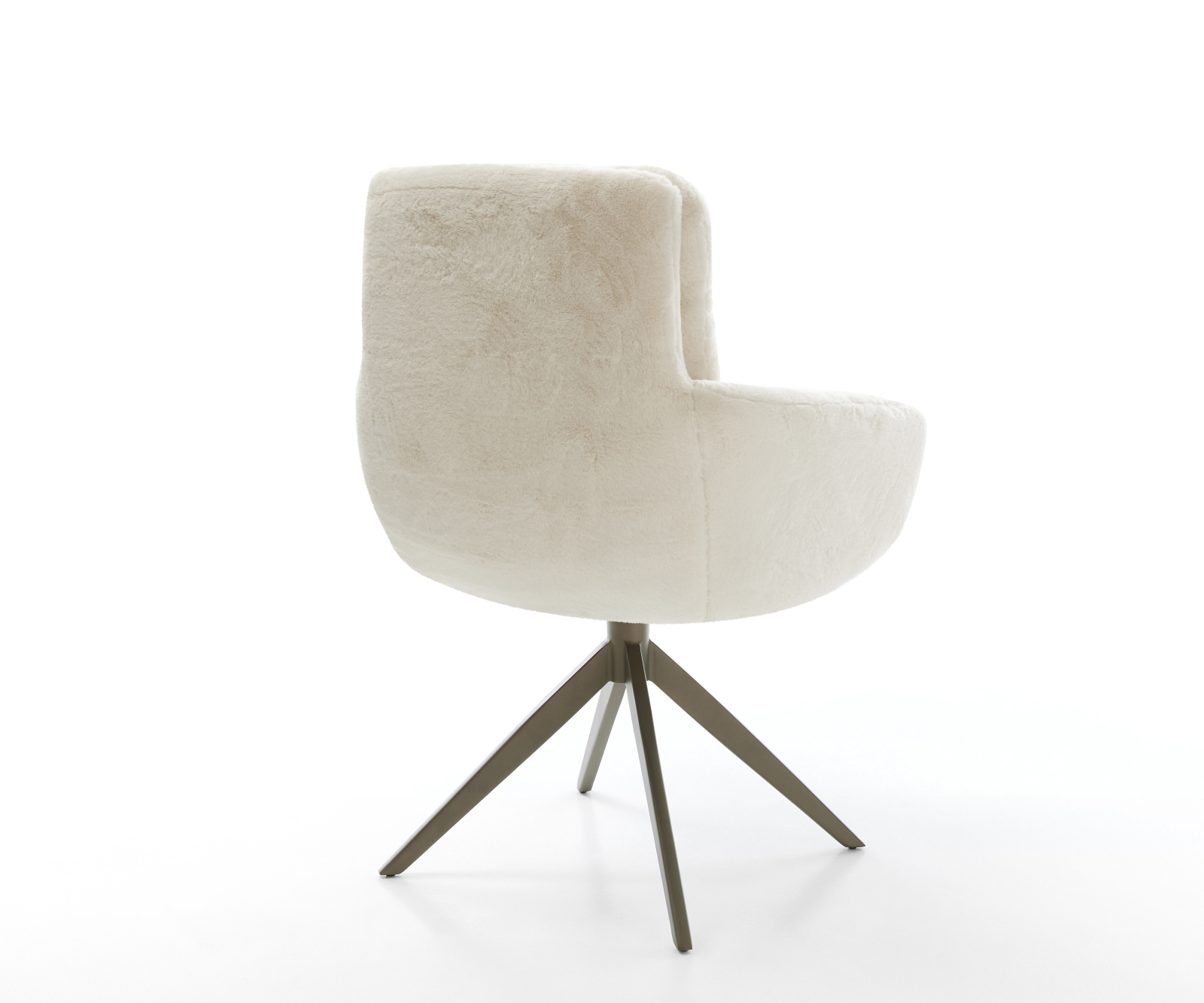 Jedálenská stolička Abelia-Flex s opierkami plyšový manšester krémovo biela krížová podstava široká titánová farba 360° otočný hojdacia funkcia - Image 5