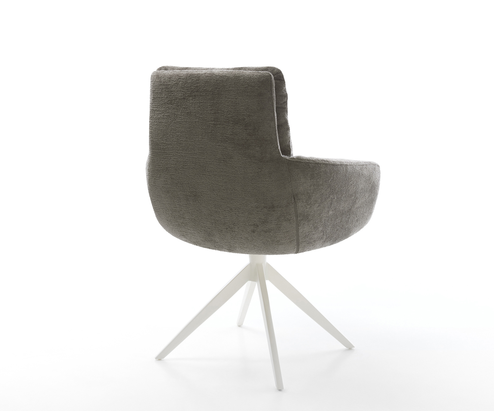 Jedálenská stolička Abelia-Flex s opierkami bouclé mäkký tmavobéžová krížová podstava široká biela 360° otočný hojdacia funkcia - Image 5