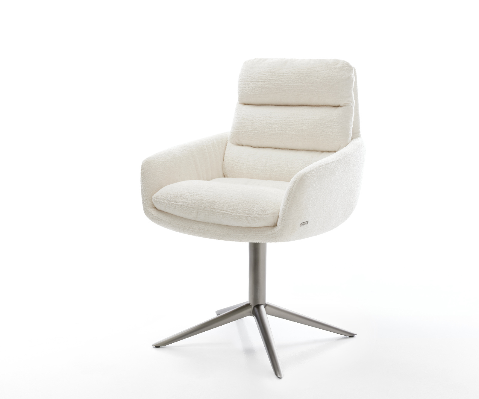 Jedálenská stolička Abelia-Flex s opierkami bouclé mäkký béžová podstava grafitová 360° otočný hojdacia funkcia