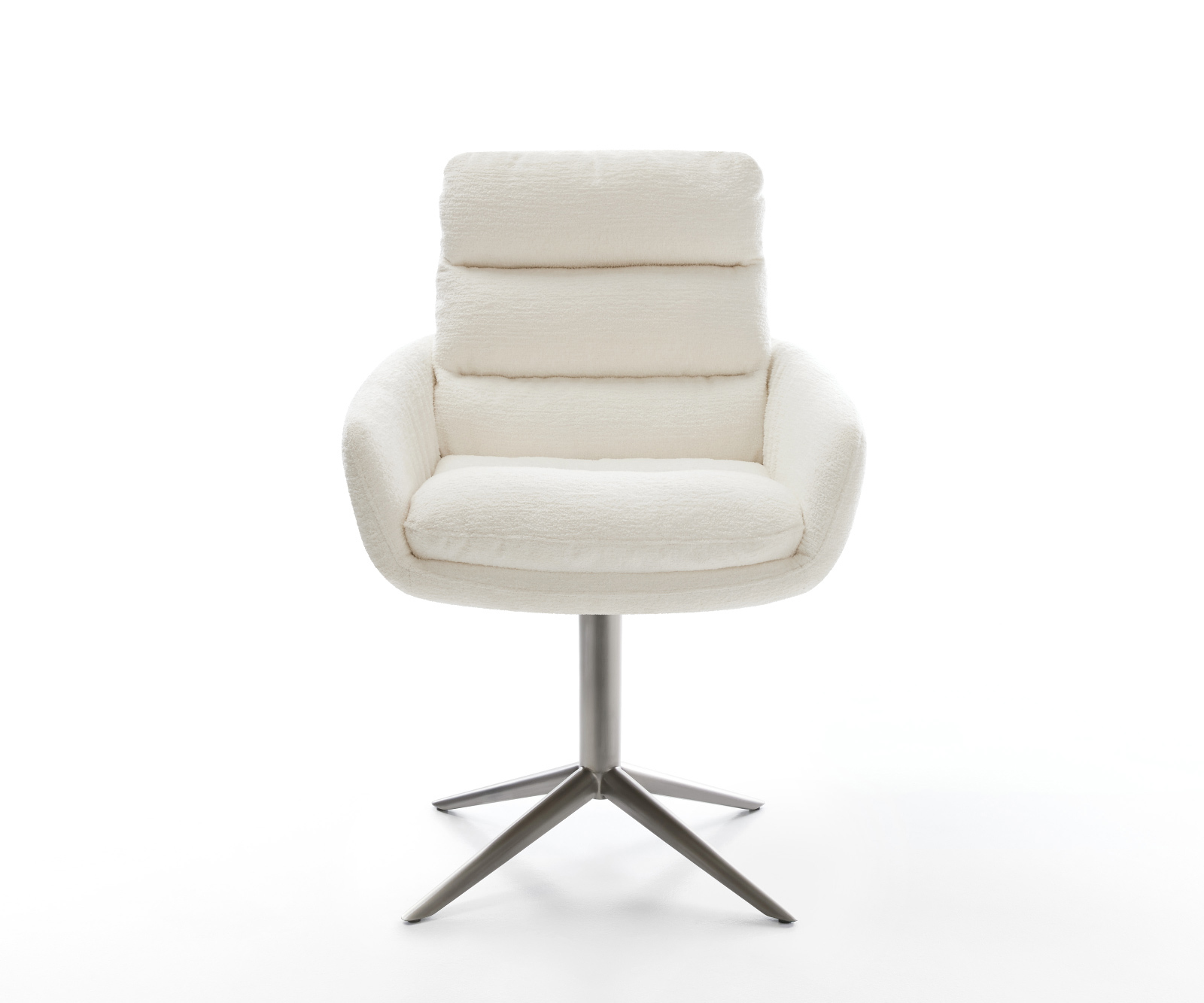 Jedálenská stolička Abelia-Flex s opierkami bouclé mäkký béžová podstava grafitová 360° otočný hojdacia funkcia - Image 2