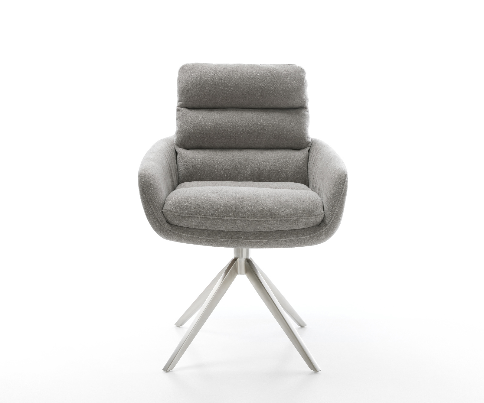 Jedálenská stolička Abelia-Flex s opierkami texturovaná látka mäkká sivá krížová podstava široká nerezová oceľ otočný o 360° hojdacia funkcia - Image 2