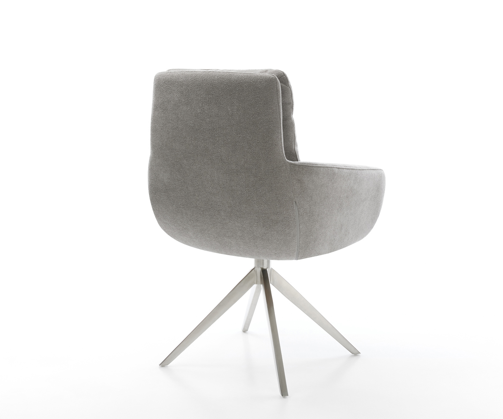 Jedálenská stolička Abelia-Flex s opierkami texturovaná látka mäkká sivá krížová podstava široká nerezová oceľ otočný o 360° hojdacia funkcia - Image 5