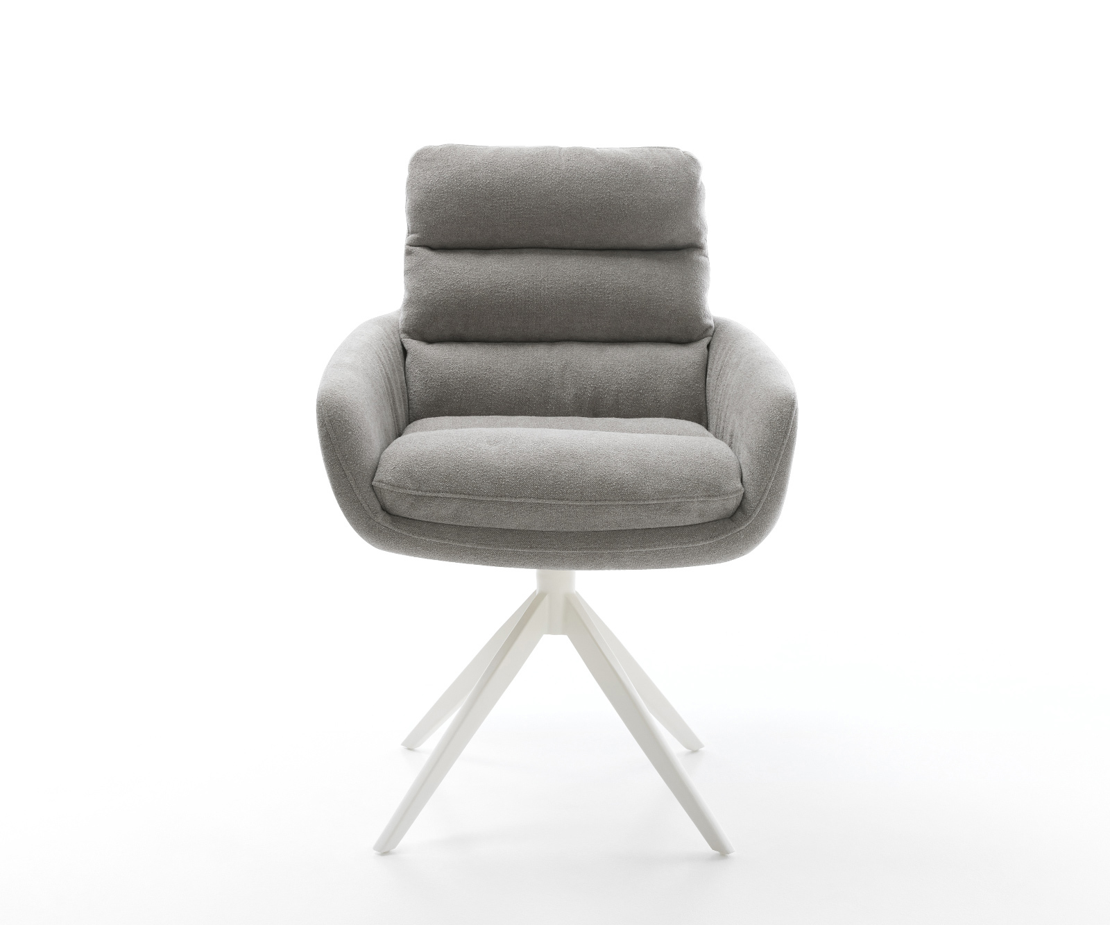 Jedálenská stolička Abelia-Flex s opierkami texturovaná látka mäkká sivá krížová podstava široká biela 360° otočná hojdacia funkcia - Image 2