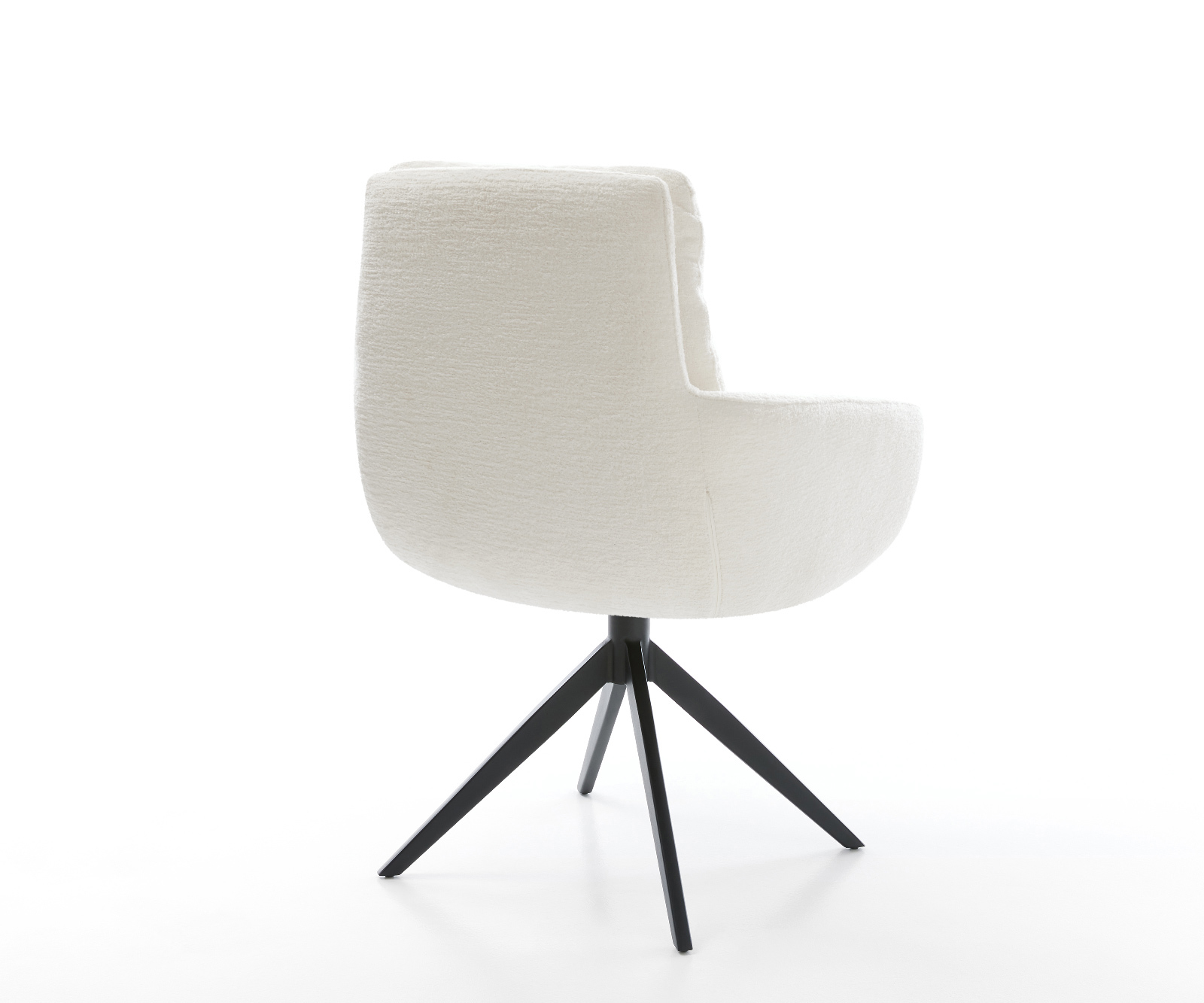 Jedálenská stolička Abelia-Flex s opierkami bouclé mäkká béžová krížová podstava široká čierna 360° otočná hojdacia funkcia - Image 5