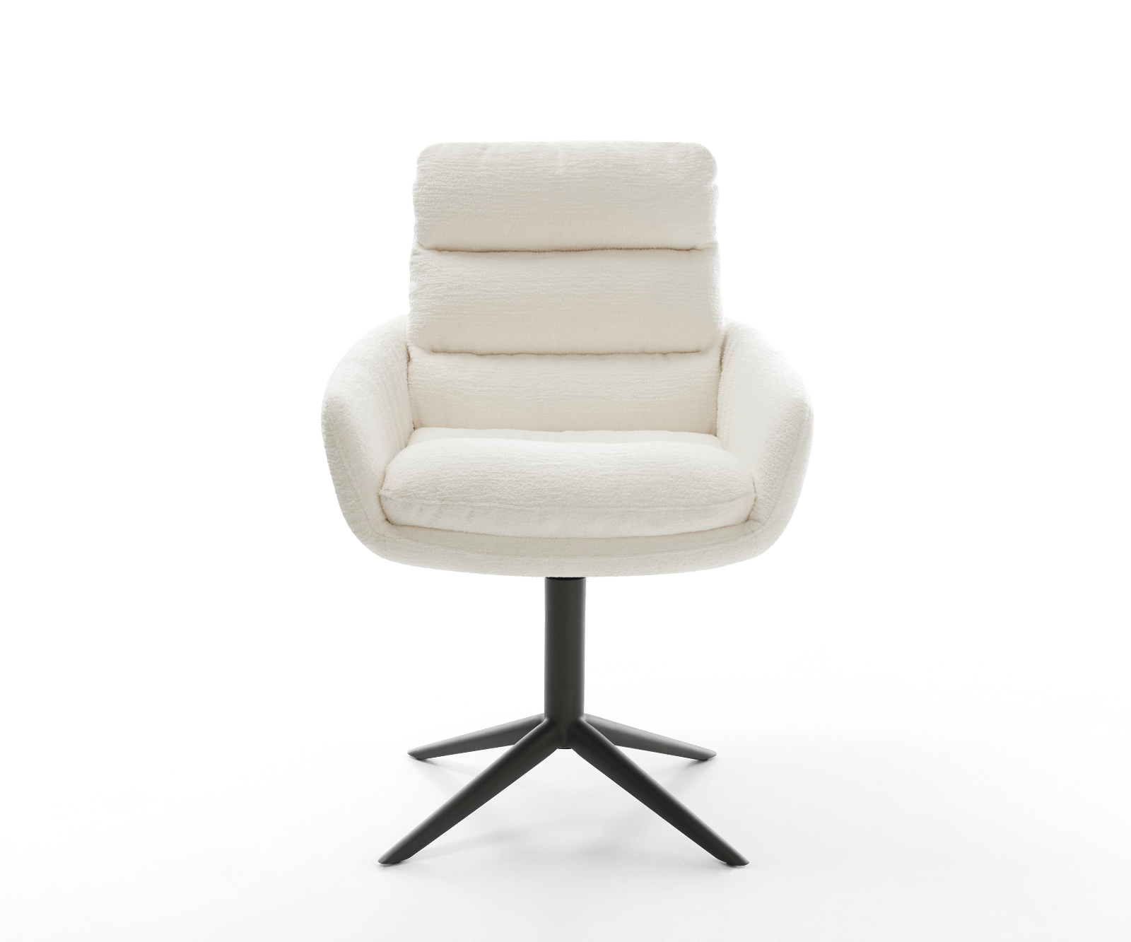 Jedálenská stolička Abelia-Flex s opierkami bouclé mäkký béžová čierna krížová podstava 360° otočný hojdacia funkcia - Image 2