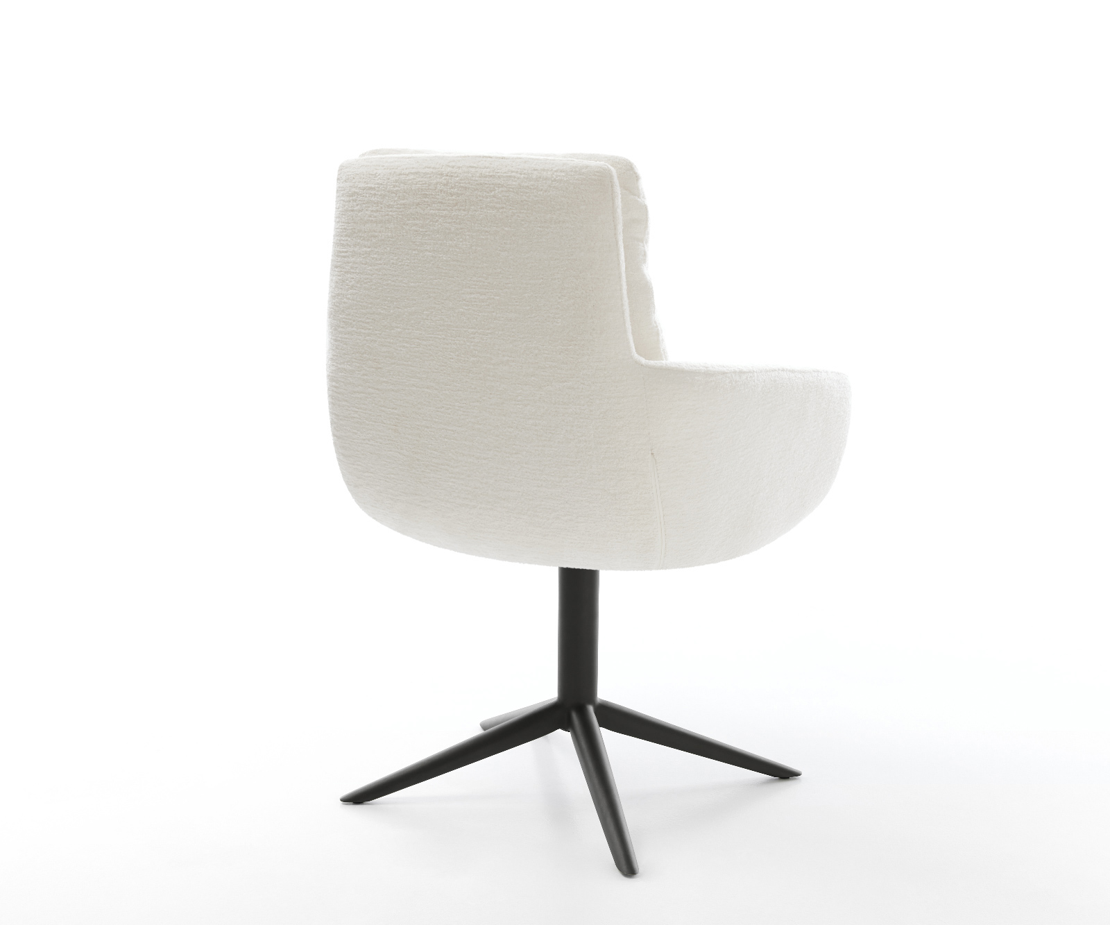 Jedálenská stolička Abelia-Flex s opierkami bouclé mäkký béžová čierna krížová podstava 360° otočný hojdacia funkcia - Image 5
