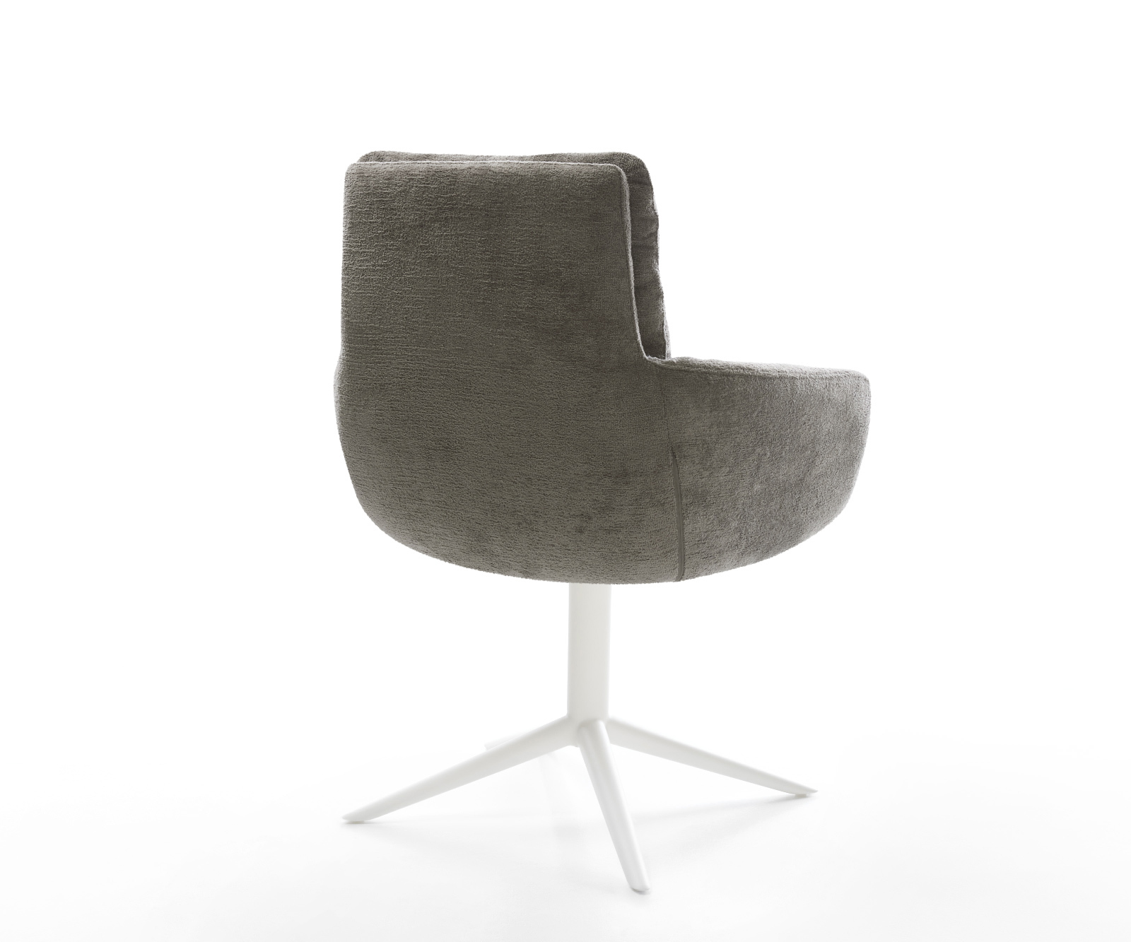 Jedálenská stolička Abelia-Flex s opierkami bouclé mäkký tmavobéžová krížová podstava biela 360° otočný kolískacia funkcia - Image 5