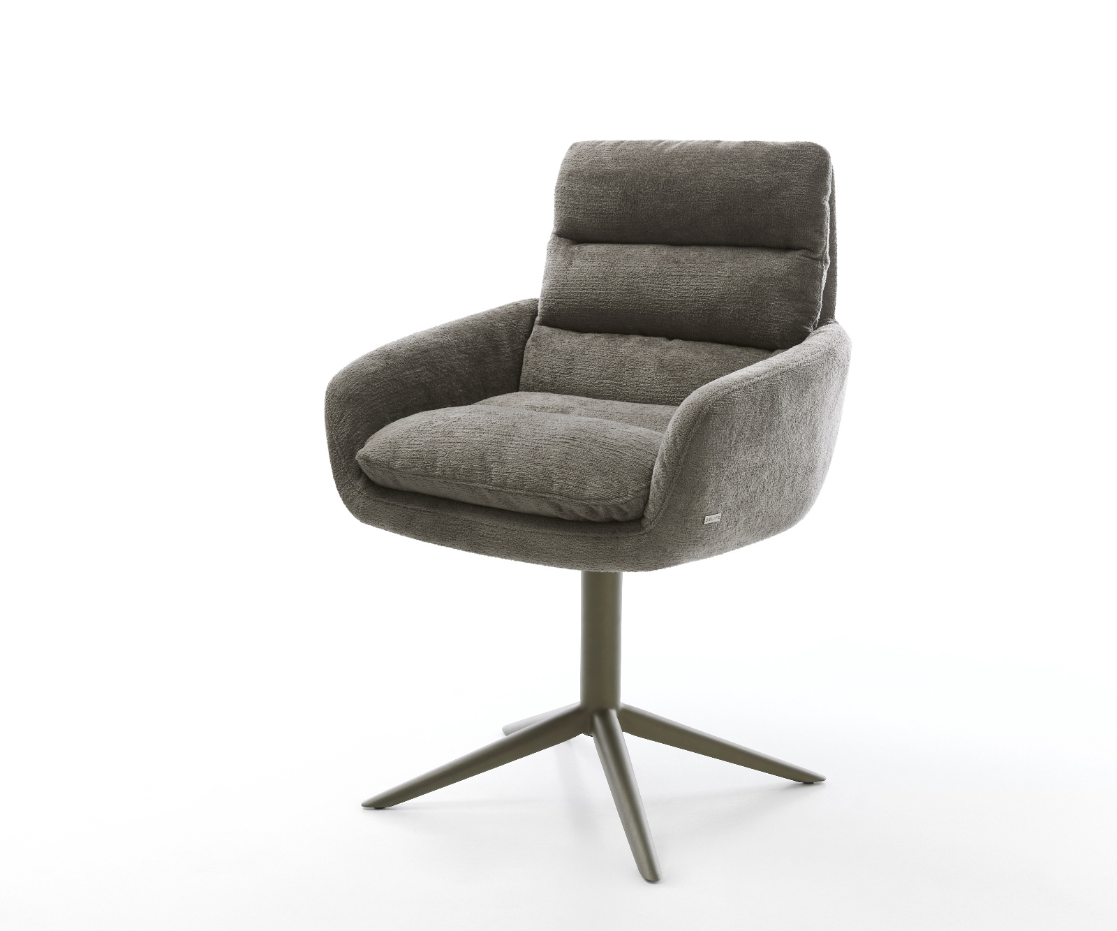 Jedálenská stolička Abelia-Flex s opierkami bouclé mäkký tmavobéžová podstava krížová podstava titánová farba 360° otočný hojdacia funkcia