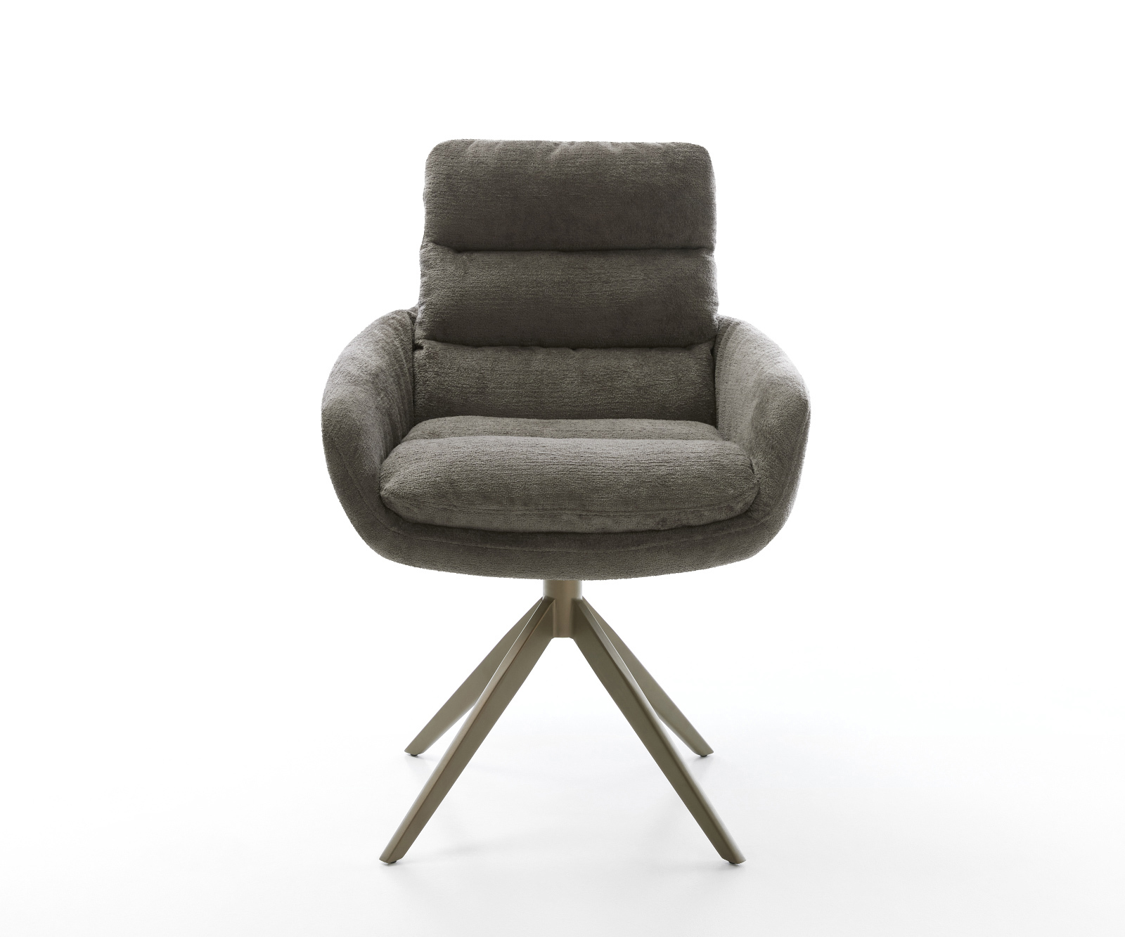 Jedálenská stolička Abelia-Flex s opierkami bouclé mäkký tmavobéžová krížová podstava široká titánová farba 360° otočný kolískacia funkcia - Image 2