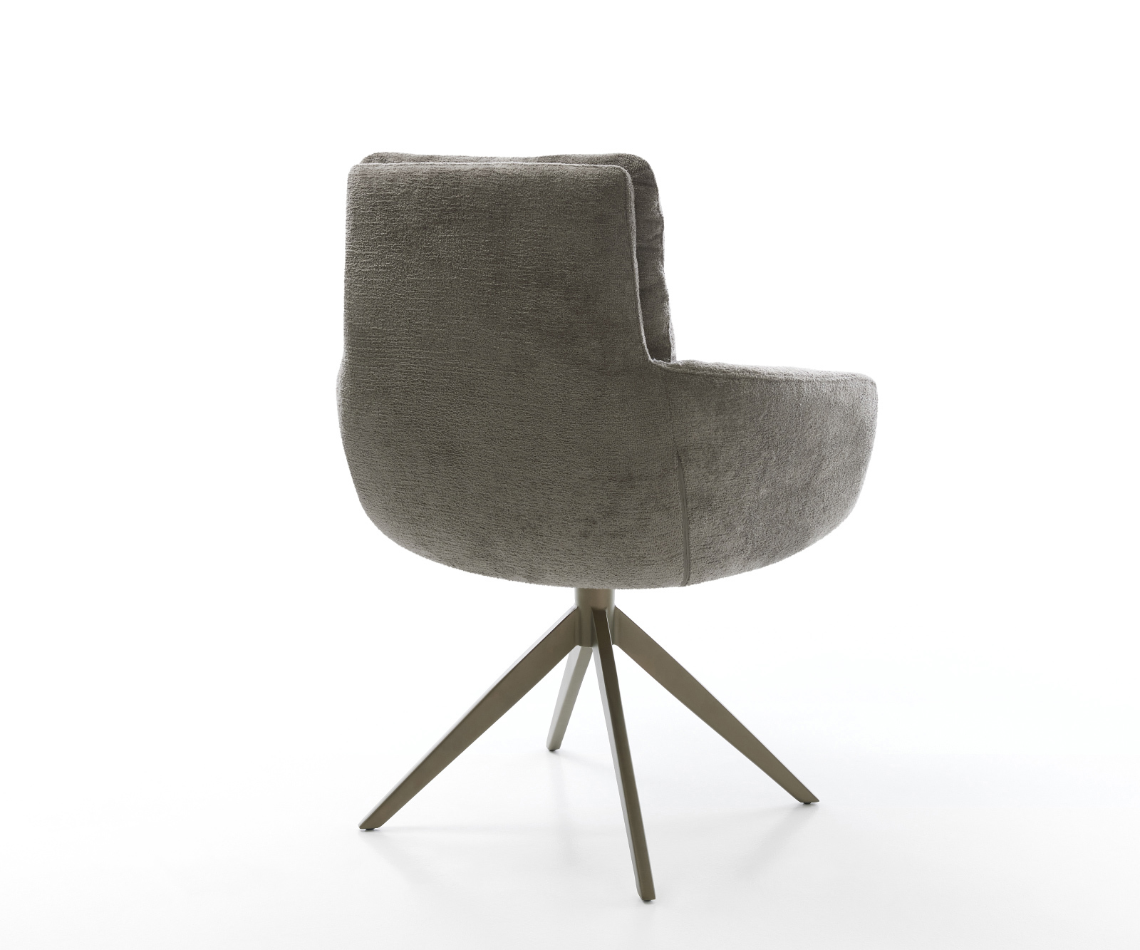 Jedálenská stolička Abelia-Flex s opierkami bouclé mäkký tmavobéžová krížová podstava široká titánová farba 360° otočný kolískacia funkcia - Image 5