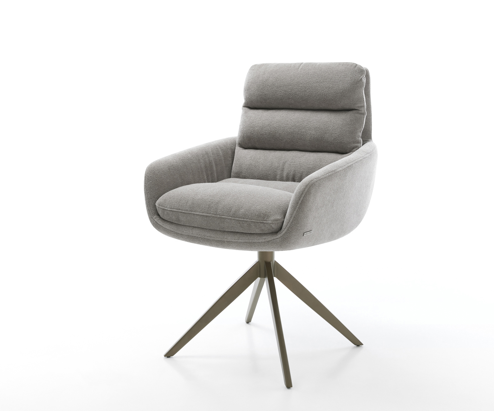 Jedálenská stolička Abelia-Flex s opierkami texturovaná látka mäkká sivá krížová podstava široká titánová farba 360° otočný kolískacia funkcia