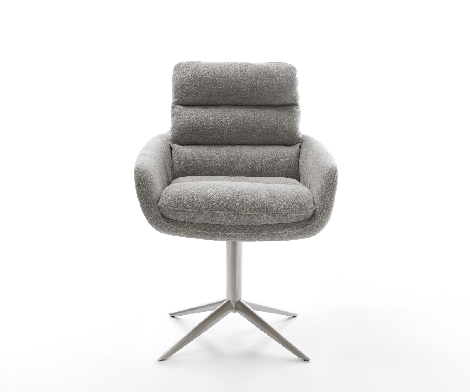 Jedálenská stolička Abelia-Flex s opierkami texturovaná látka mäkký sivá krížová podstava nerezová oceľ otočný o 360° hojdacia funkcia - Image 2