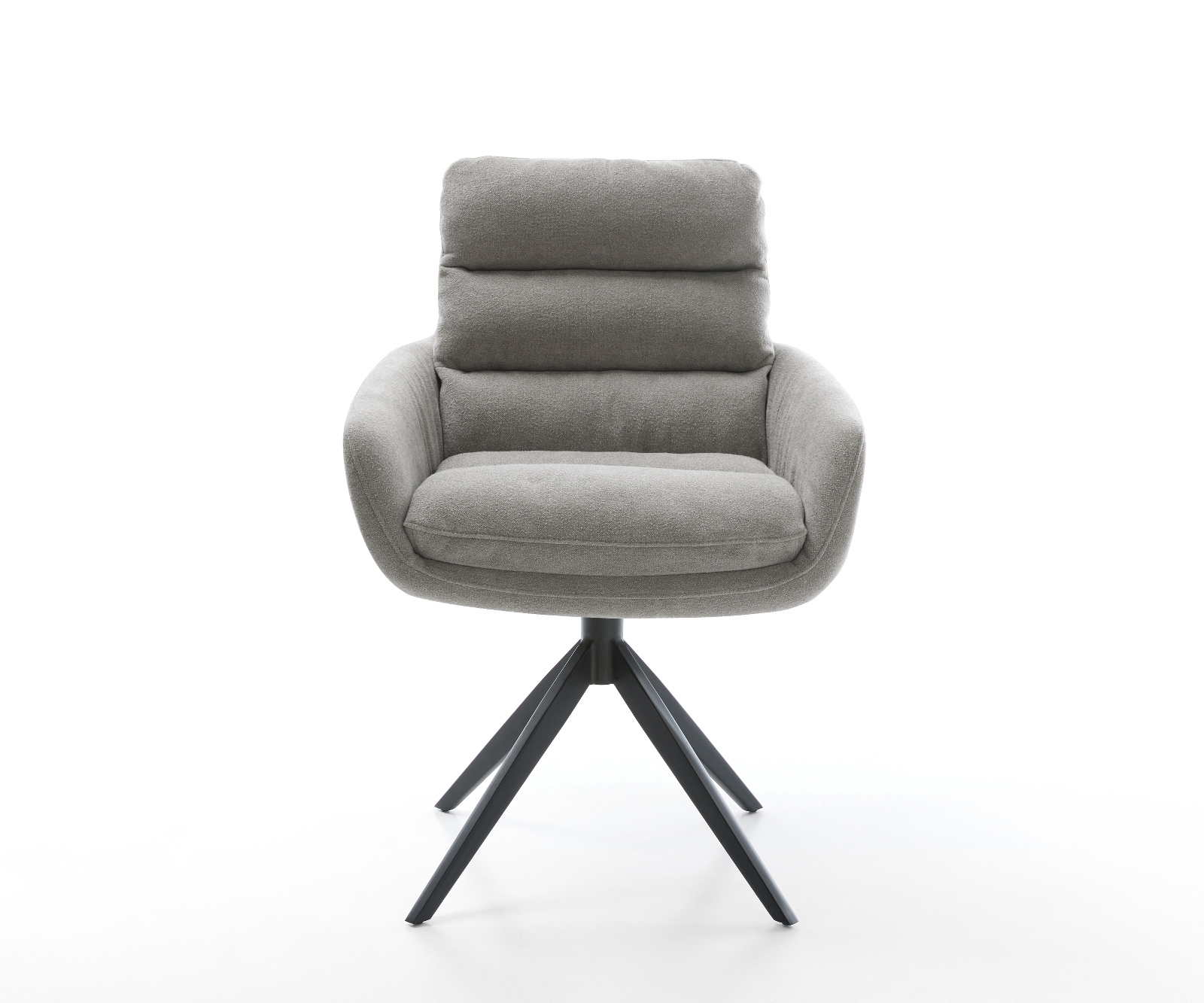 Jedálenská stolička Abelia-Flex s opierkami texturovaná látka mäkká sivá krížová podstava široká čierna otočný o 360° hojdacia funkcia - Image 2