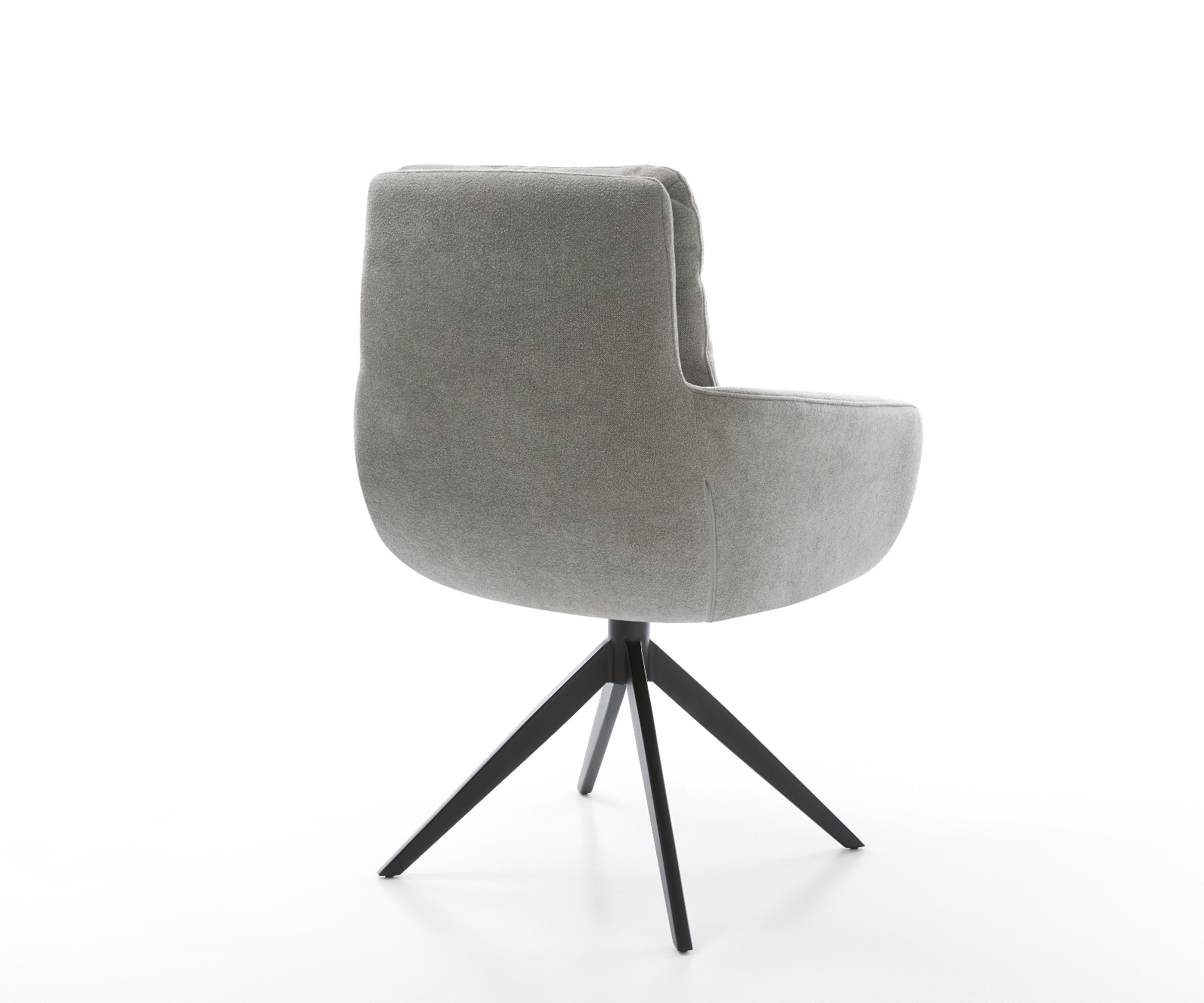 Jedálenská stolička Abelia-Flex s opierkami texturovaná látka mäkká sivá krížová podstava široká čierna otočný o 360° hojdacia funkcia - Image 5