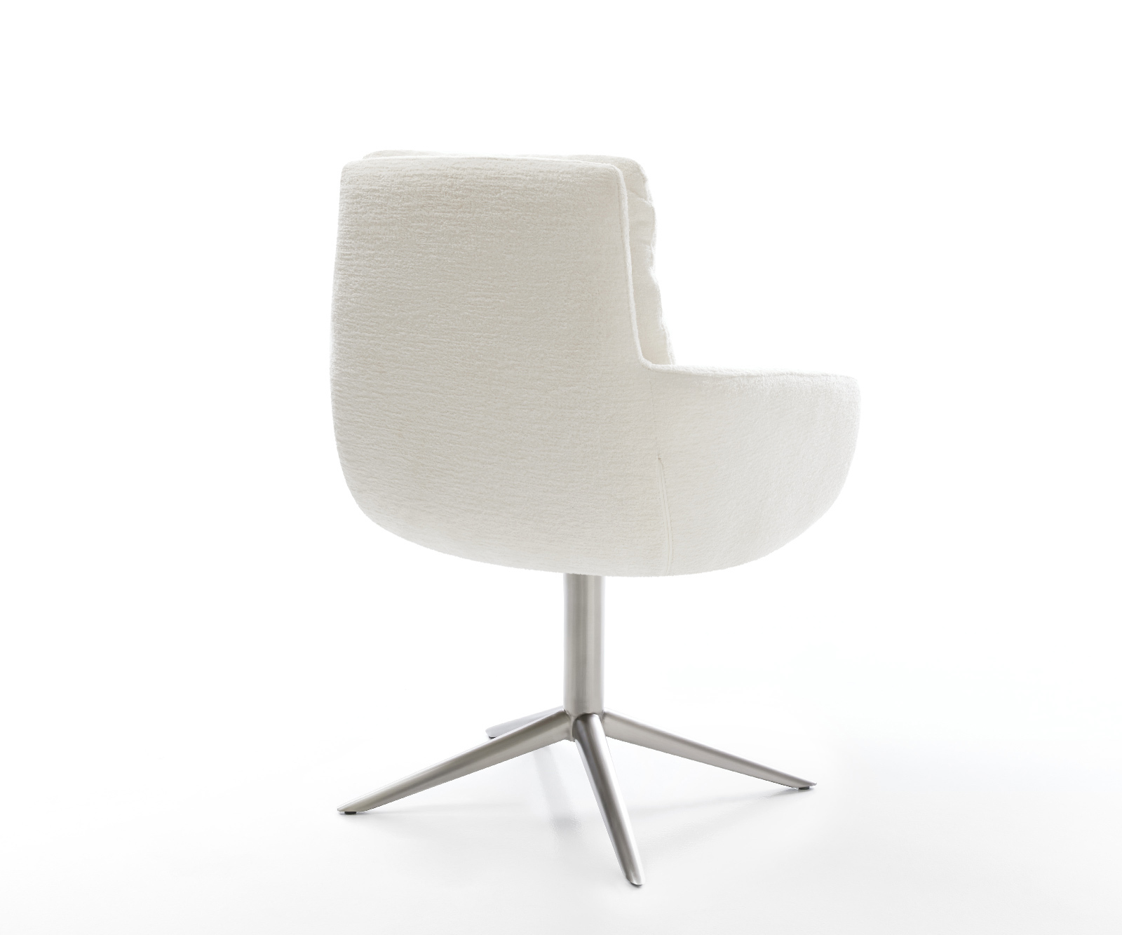 Jedálenská stolička Abelia-Flex s opierkami bouclé mäkká béžová kovová podstava nerezová oceľ 360° otočný hojdacia funkcia - Image 5