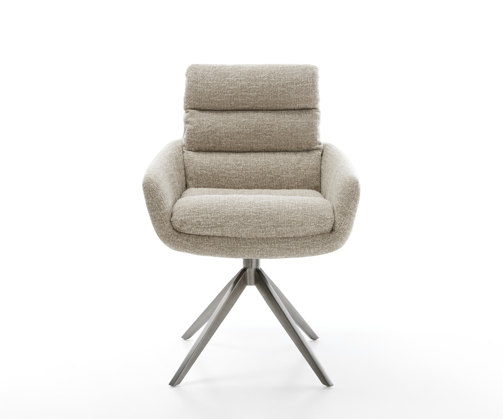 Jedálenská stolička Abelia-Flex s opierkami tkanina mäkká béžová krížová podstava široká grafitová 360° otočná hojdacia funkcia - Image 2