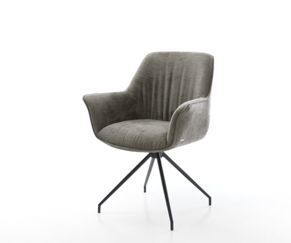 Jedálenská stolička Keila-Flex s opierkami bouclé mäkký tmavobéžová krížová podstava zúžená čierna