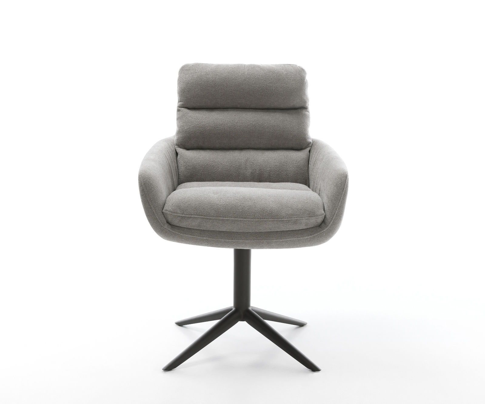 Jedálenská stolička Abelia-Flex s opierkami texturovaná látka mäkká sivá krížová podstava čierna 360° otočný hojdacia funkcia - Image 2