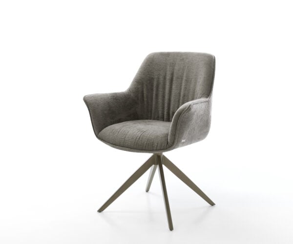 Jedálenská stolička Keila-Flex s opierkami bouclé mäkký tmavobéžový krížová podstava široký titánová farba 360° otočný hojdacia funkcia