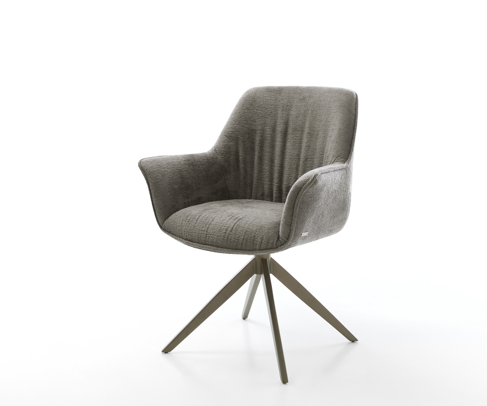 Jedálenská stolička Keila-Flex s opierkami bouclé mäkký tmavobéžový krížová podstava široký titánová farba 360° otočný hojdacia funkcia