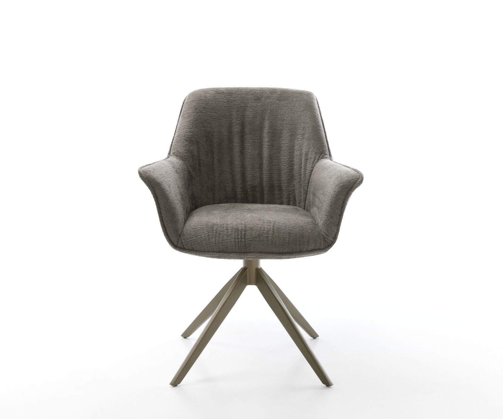 Jedálenská stolička Keila-Flex s opierkami bouclé mäkký tmavobéžový krížová podstava široký titánová farba 360° otočný hojdacia funkcia - Image 2