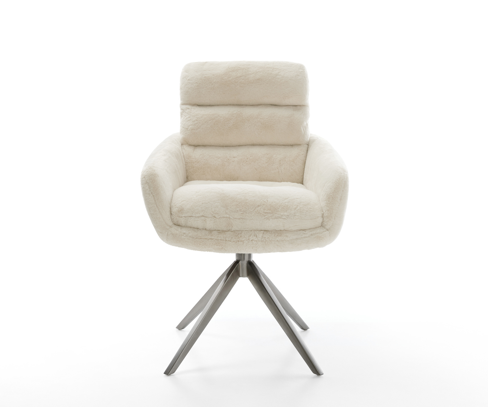 Jedálenská stolička Abelia-Flex s opierkami plyšový manšester krémovo biela krížová podstava široká grafitová otočný o 360° s hojdacou funkciou - Image 2