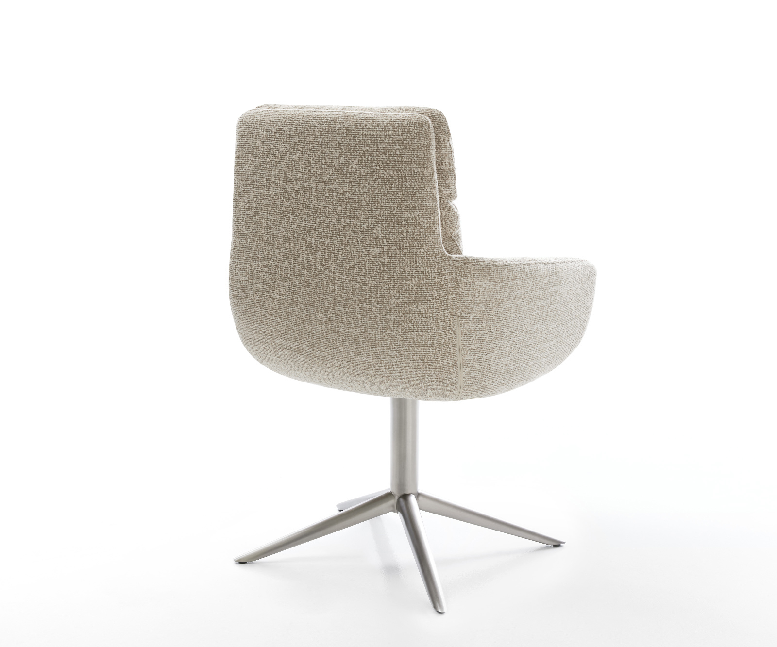 Jedálenská stolička Abelia-Flex s opierkami tkanina mäkký béžová krížová podstava nerezová oceľ 360° otočný hojdacia funkcia - Image 5