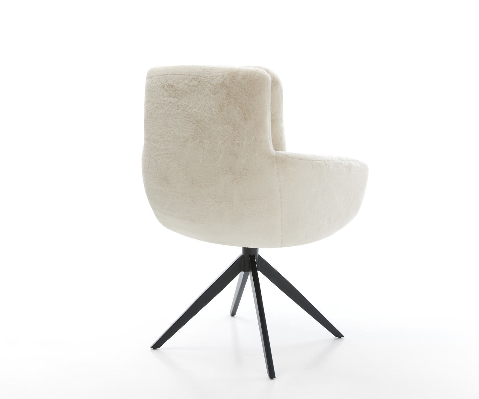 Jedálenská stolička Abelia-Flex s opierkami plyšový manšester krémovo biela krížová podstava široká čierna otočný 360° kolísacia funkcia - Image 5