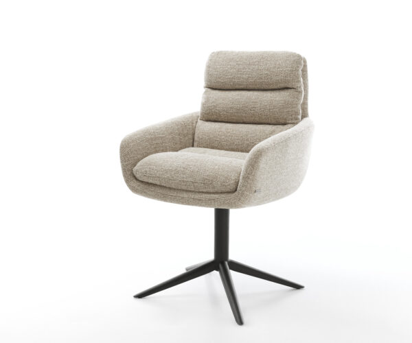 Jedálenská stolička Abelia-Flex s opierkami tkanina mäkký béžová krížová podstava čierna 360° otočný hojdacia funkcia