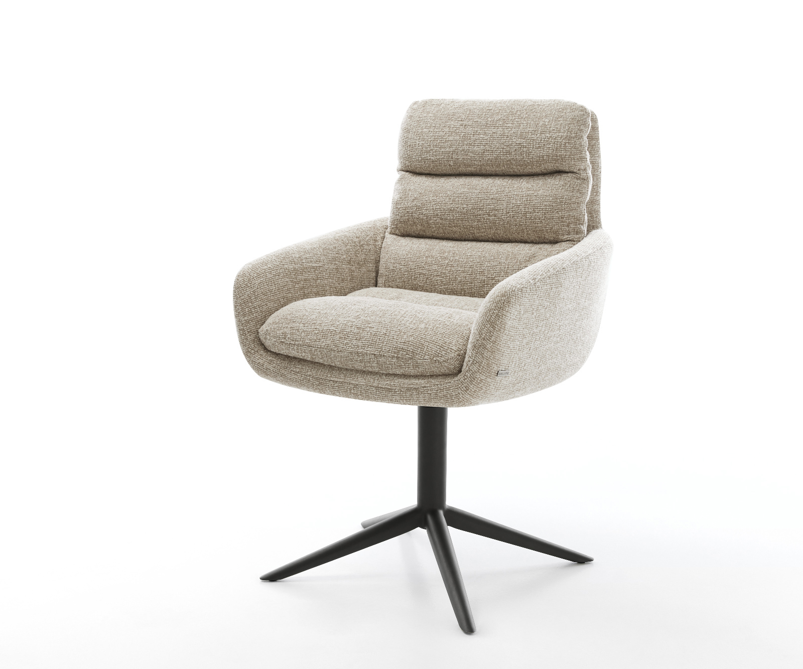 Jedálenská stolička Abelia-Flex s opierkami tkanina mäkký béžová krížová podstava čierna 360° otočný hojdacia funkcia
