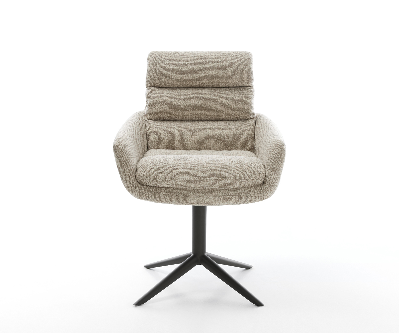 Jedálenská stolička Abelia-Flex s opierkami tkanina mäkký béžová krížová podstava čierna 360° otočný hojdacia funkcia - Image 2