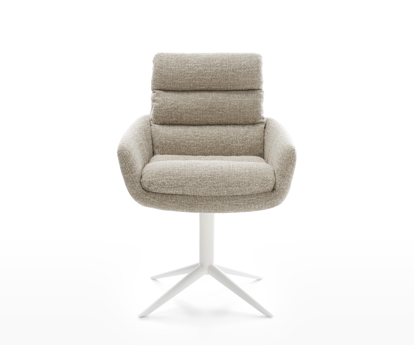 Jedálenská stolička Abelia-Flex s opierkami tkanina mäkká béžová krížová podstava biela 360° otočný hojdacia funkcia - Image 2