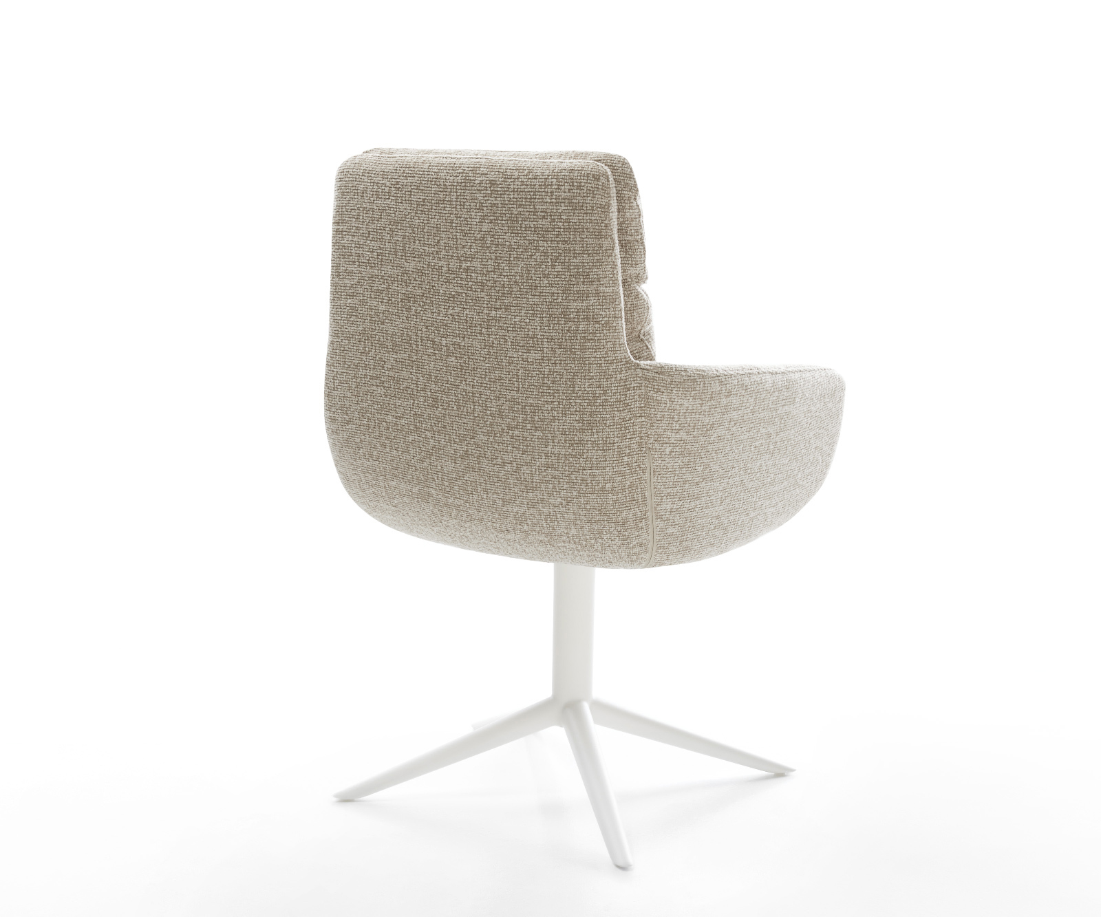 Jedálenská stolička Abelia-Flex s opierkami tkanina mäkká béžová krížová podstava biela 360° otočný hojdacia funkcia - Image 5