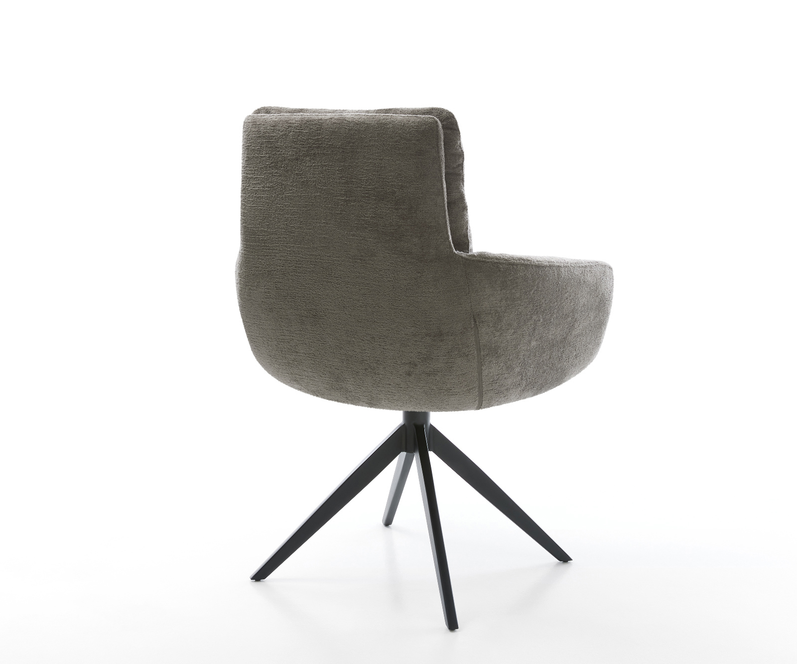 Jedálenská stolička Abelia-Flex s opierkami bouclé mäkký tmavobéžová krížová podstava široká čierna otočný 360° hojdacia funkcia - Image 5