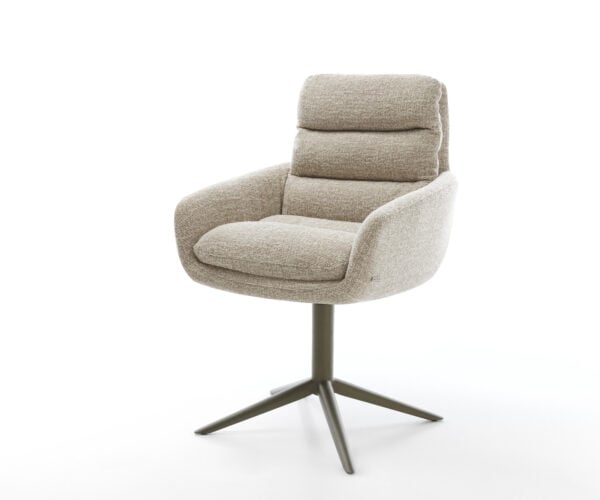 Jedálenská stolička Abelia-Flex s opierkami tkanina mäkký béžová krížová podstava titánová farba 360° otočný hojdacia funkcia