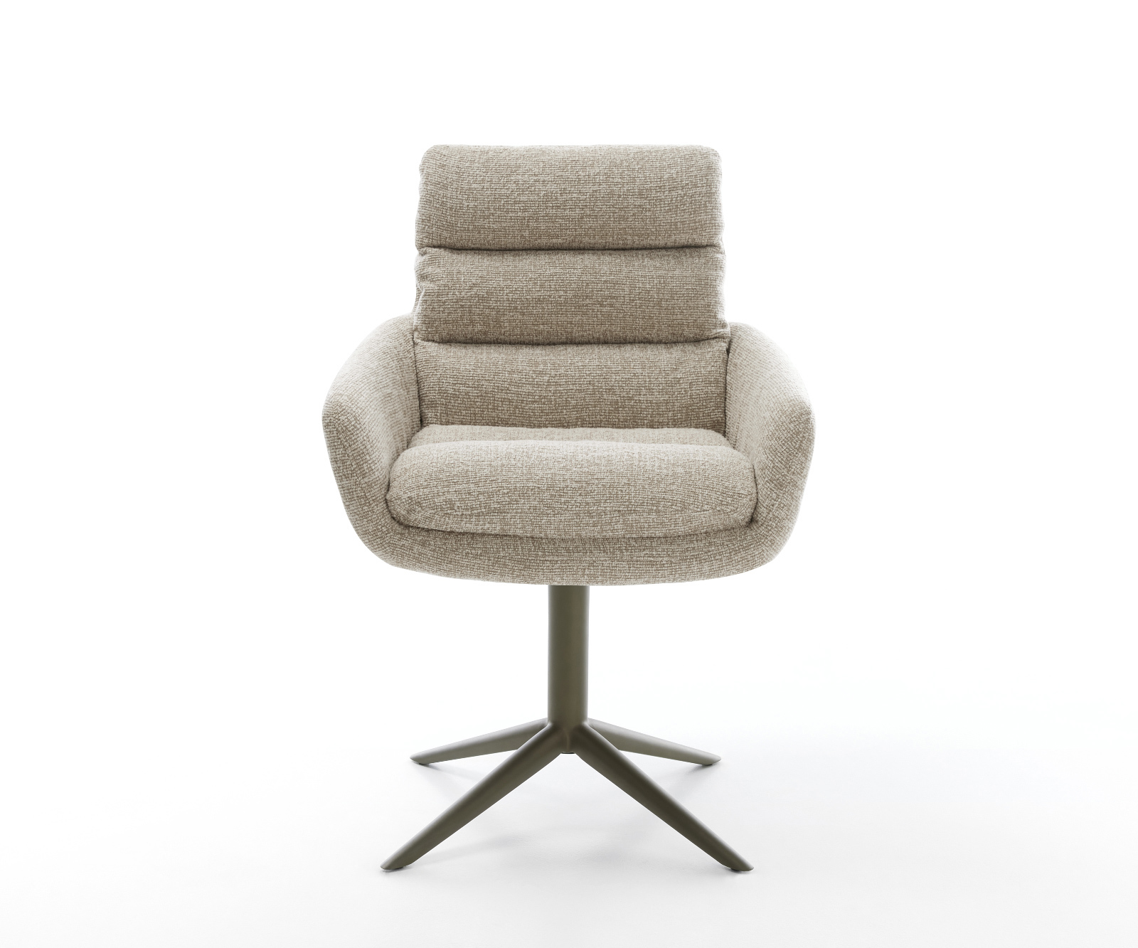 Jedálenská stolička Abelia-Flex s opierkami tkanina mäkký béžová krížová podstava titánová farba 360° otočný hojdacia funkcia - Image 2