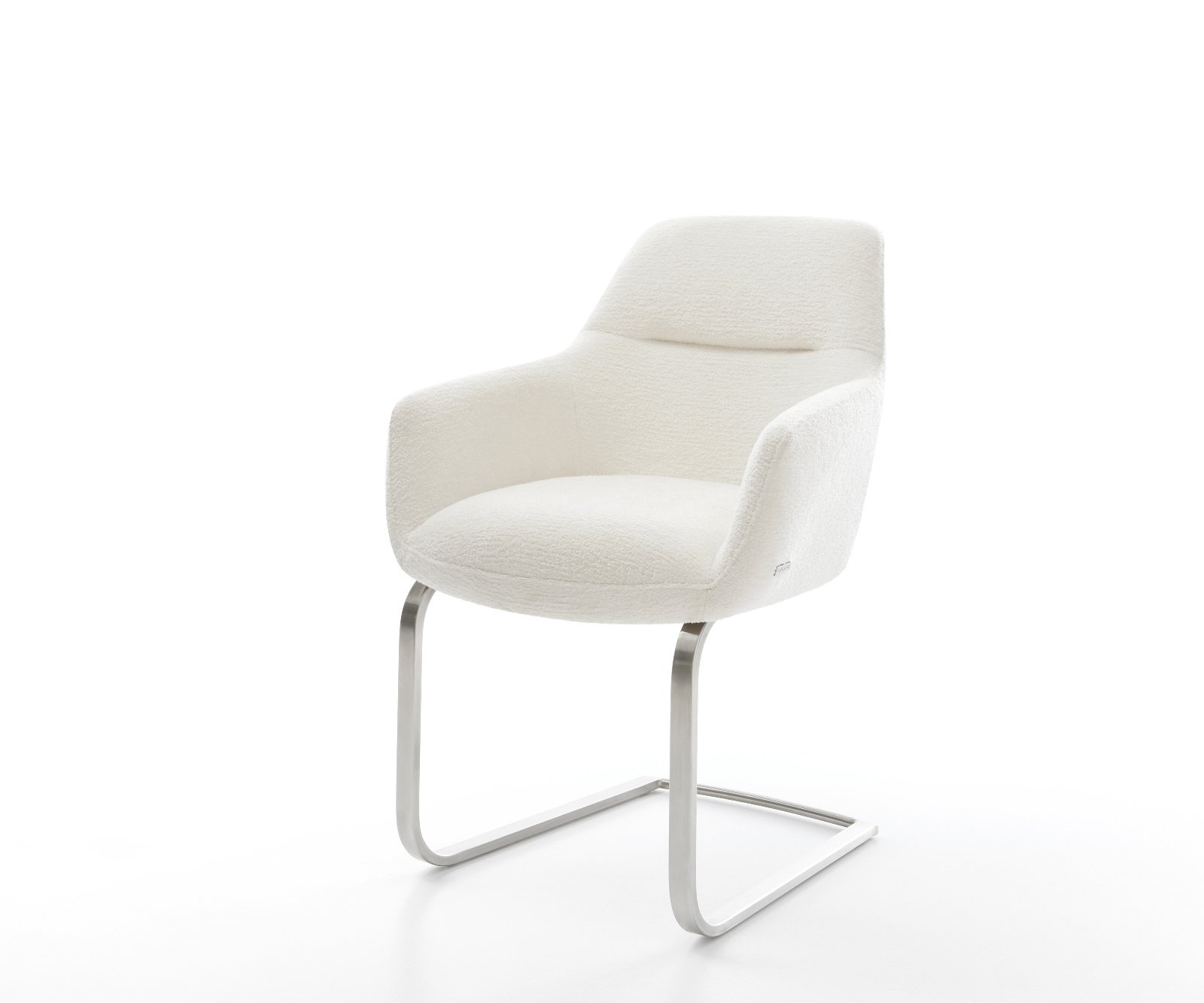 Konzolová jedálenská stolička Pejo-Flex bouclé mäkký béžová konzolová jedálenská stolička plochá nerezová oceľ vrecková pružina