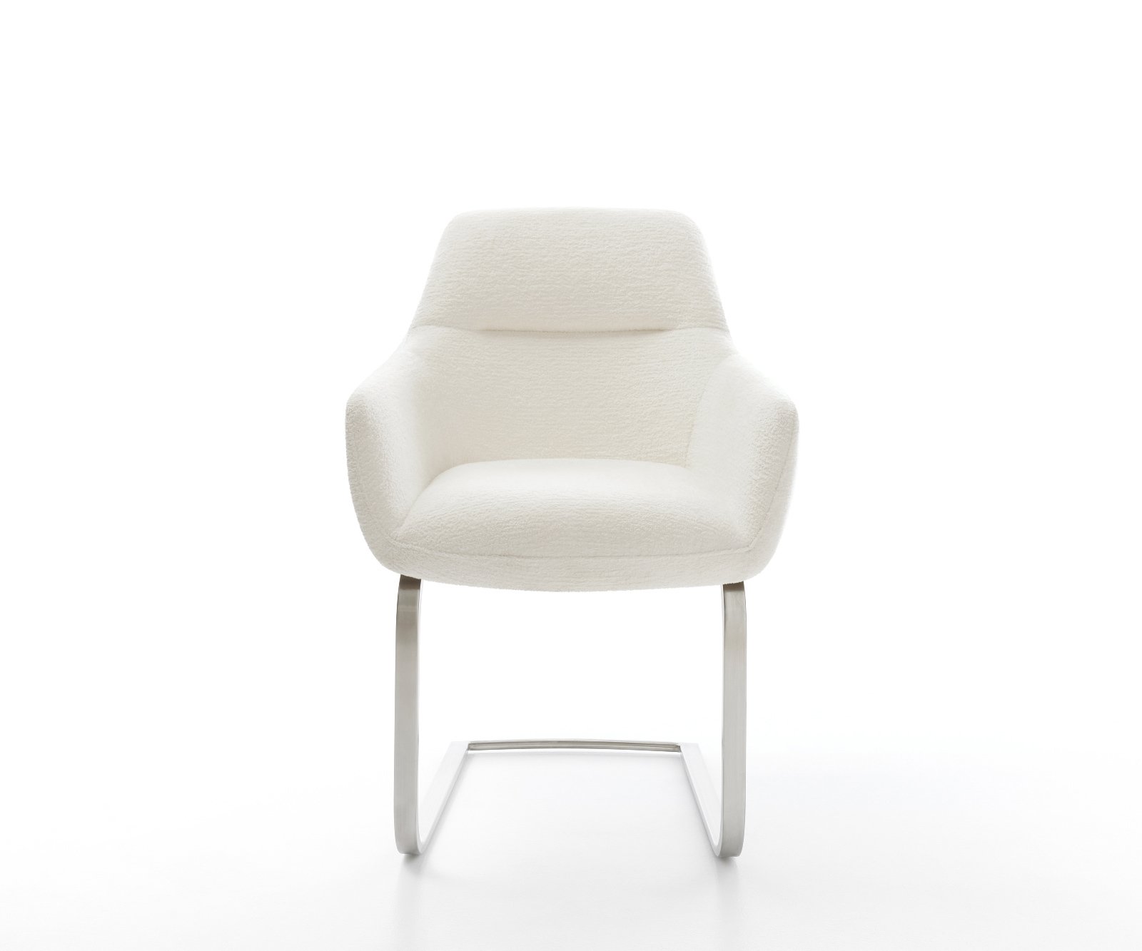 Konzolová jedálenská stolička Pejo-Flex bouclé mäkký béžová konzolová jedálenská stolička plochá nerezová oceľ vrecková pružina - Image 2