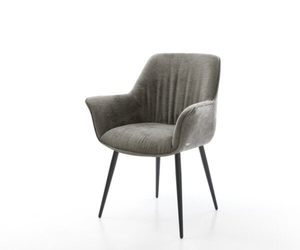 Jedálenská stolička Keila-Flex s opierkami bouclé mäkký tmavobéžová 4-nohá zúžená čierna