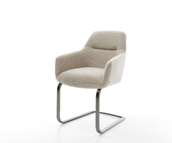 Jedálenská stolička Pejo-Flex tkanina mäkký béžová konzolová podstava plochý grafit vrecková pružina