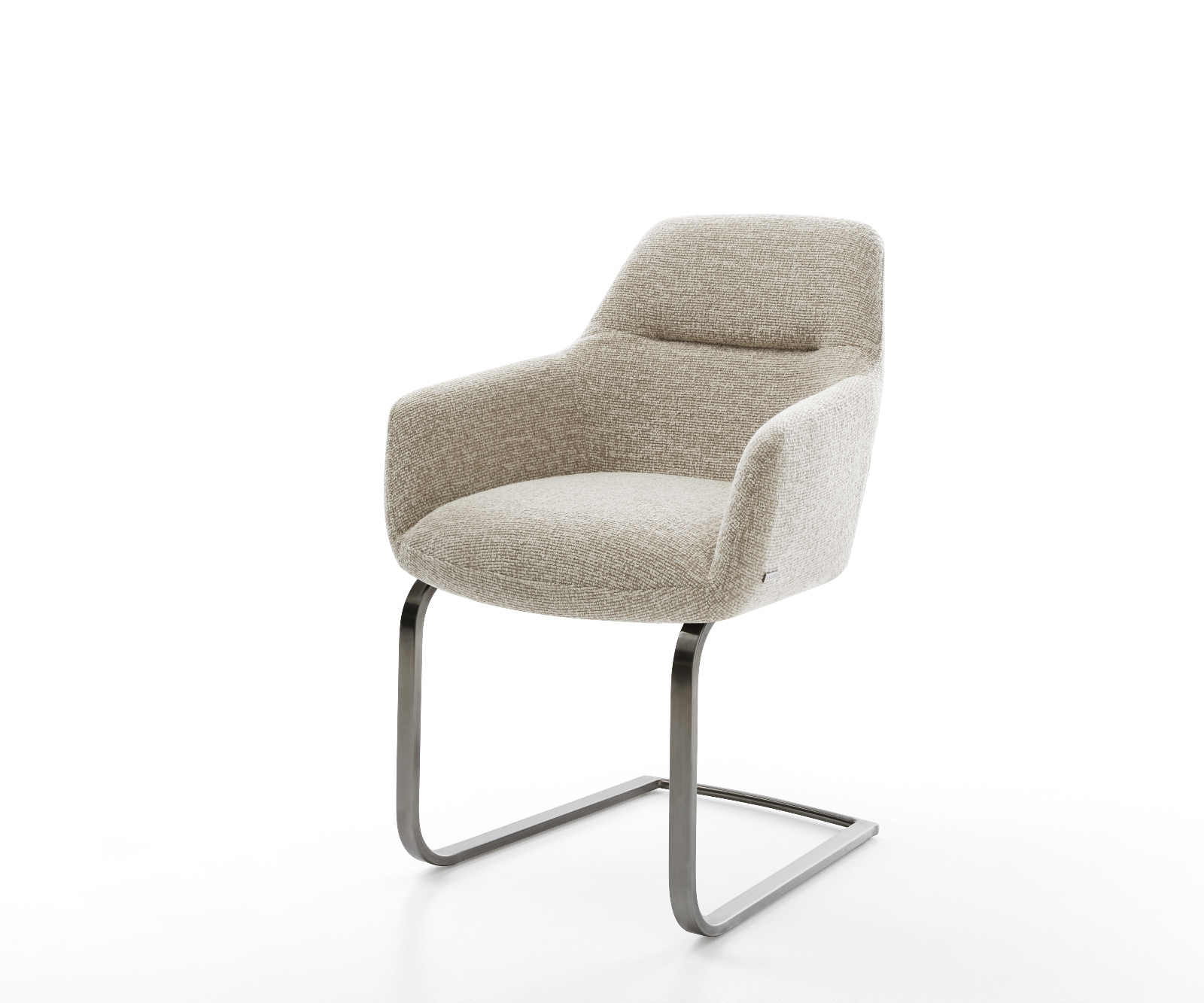 Jedálenská stolička Pejo-Flex tkanina mäkký béžová konzolová podstava plochý grafit vrecková pružina