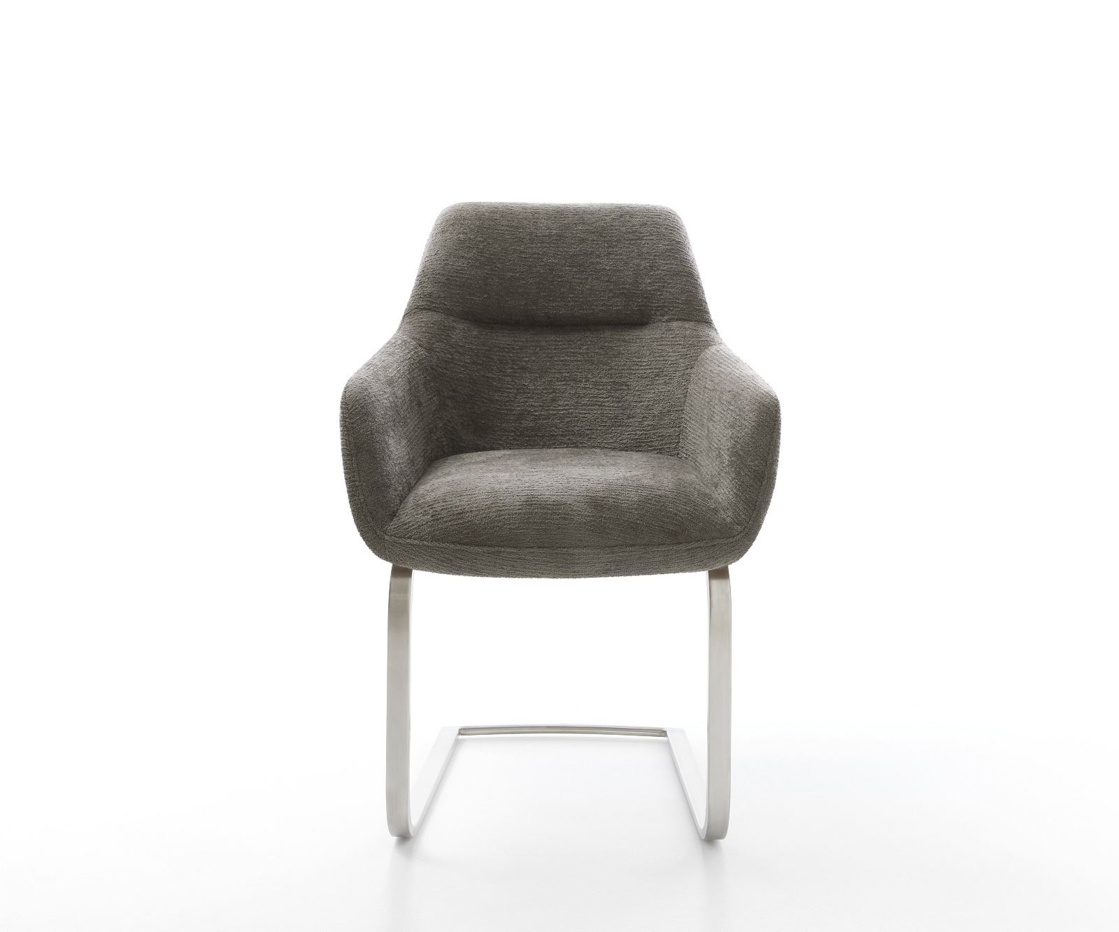 Konzolová jedálenská stolička Pejo-Flex bouclé mäkký tmavobéžová konzolová jedálenská stolička plochý nerezová oceľ vrecková pružina - Image 2