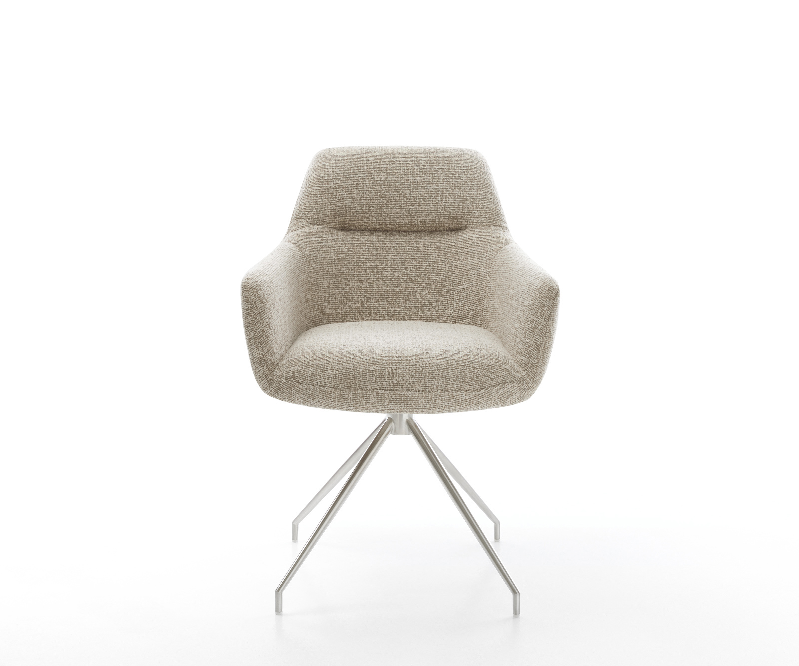 Jedálenská stolička Pejo-Flex tkanina mäkký béžová krížová podstava zúžená nerezová oceľ vrecková pružina - Image 2