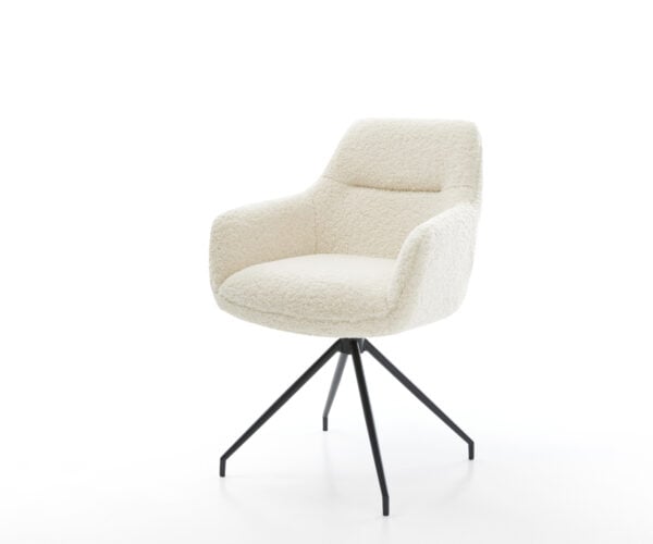 Jedálenská stolička Pejo-Flex teddy látka béžová krížová podstava zúžená čierna vrecková pružina