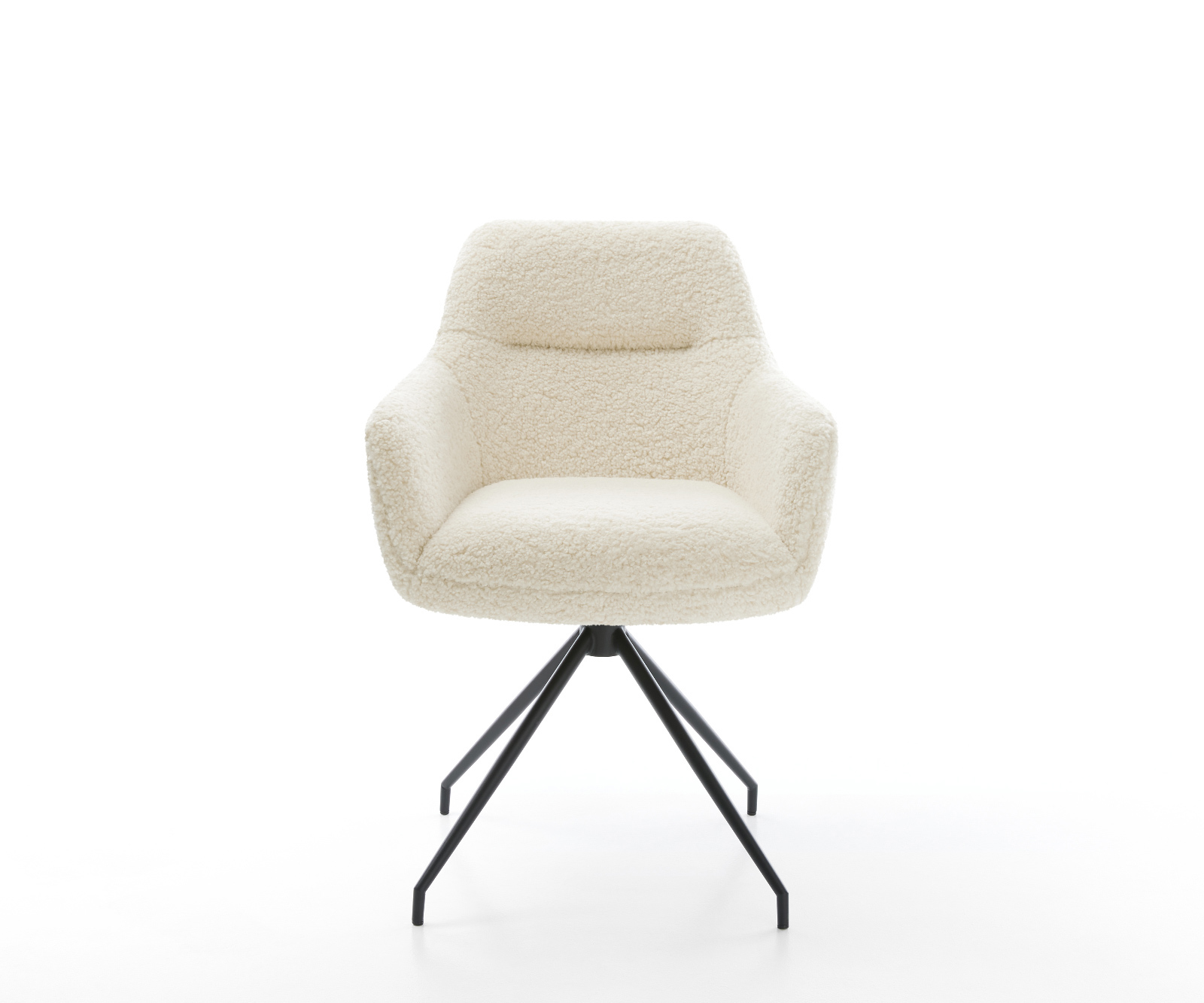 Jedálenská stolička Pejo-Flex teddy látka béžová krížová podstava zúžená čierna vrecková pružina - Image 2