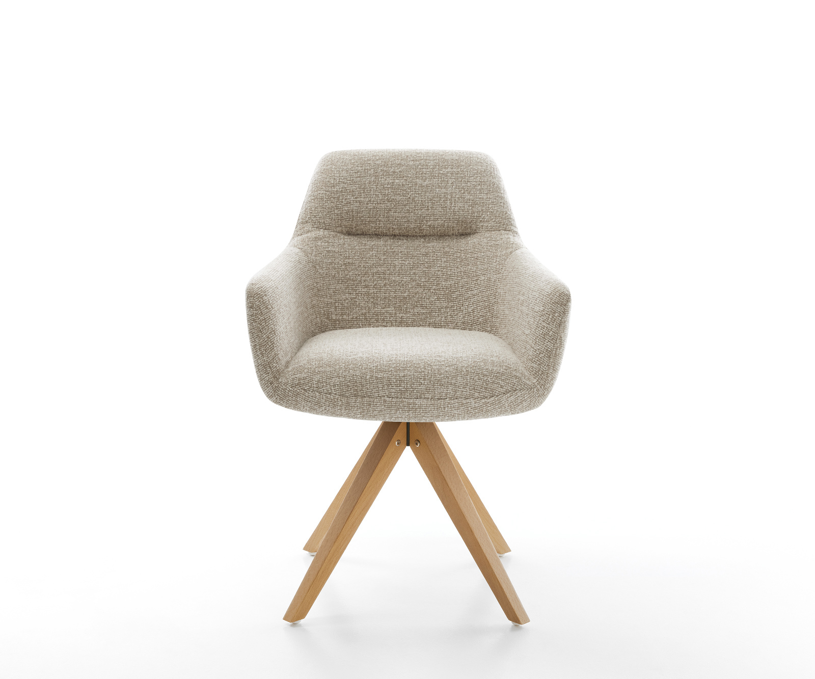 Jedálenská stolička Pejo-Flex tkanina mäkký béžová drevená podstava hranatá prírodná 180° otočný vrecková pružina - Image 2