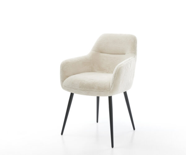 Jedálenská stolička Pejo-Flex plyšový manšester krémovo biela 4-nohá zúžená čierna vrecková pružina